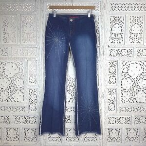 Y2K Zana Di Ultra Low Rise Bedazzled Boot Cut Bling Fairy Juniors Sz 1